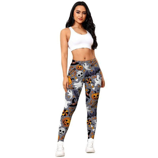 Halloween Bat Ghost Yoga Pants - Stylish Pumpkin Design, Multiple Sizes - Buy Center