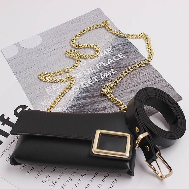 New Retro Metal Geometric Waist Bag - Stylish PU Fabric Accessory - Buy Center