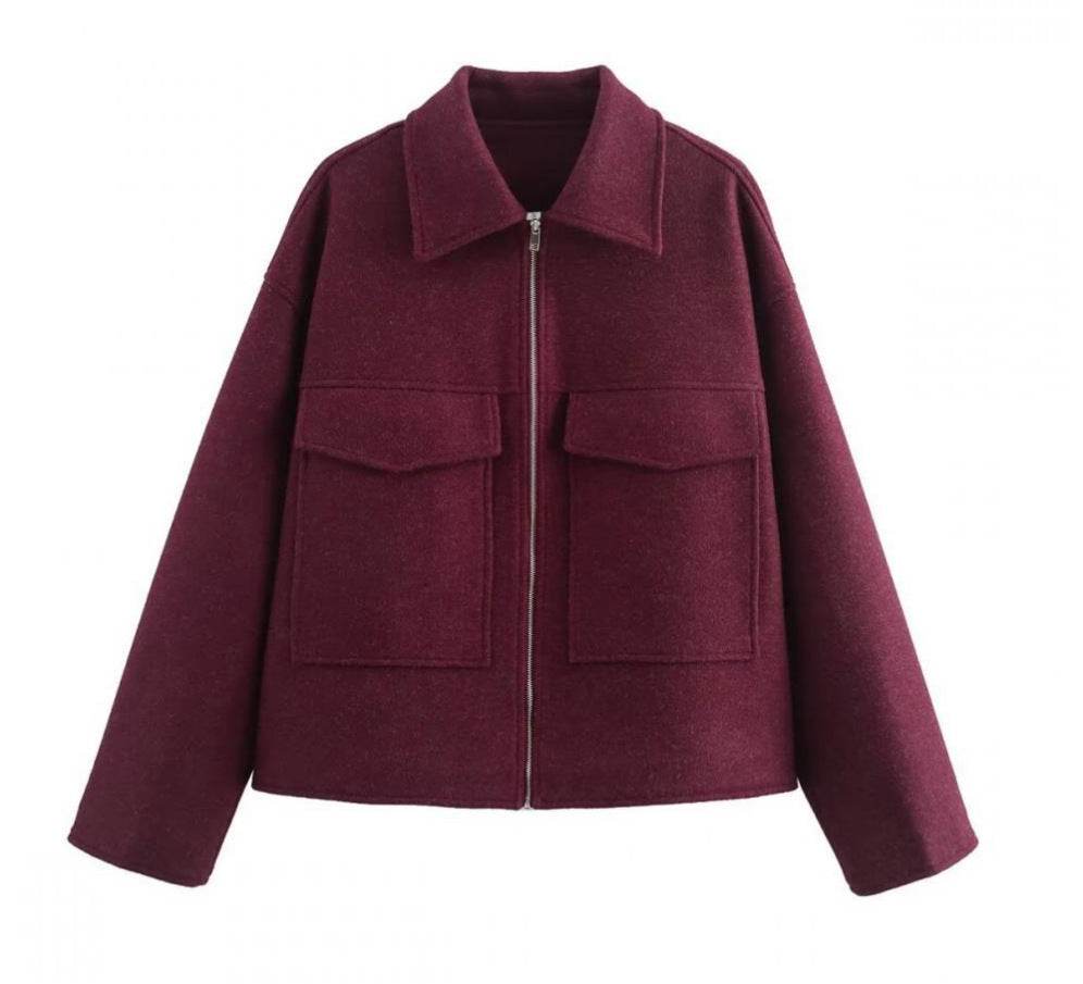 Buycenter Women's Retro Polo Collar Coat - Medium Thickness, Stylish Fit - Buy Center