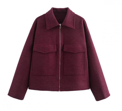 Buycenter Women's Retro Polo Collar Coat - Medium Thickness, Stylish Fit - Buy Center