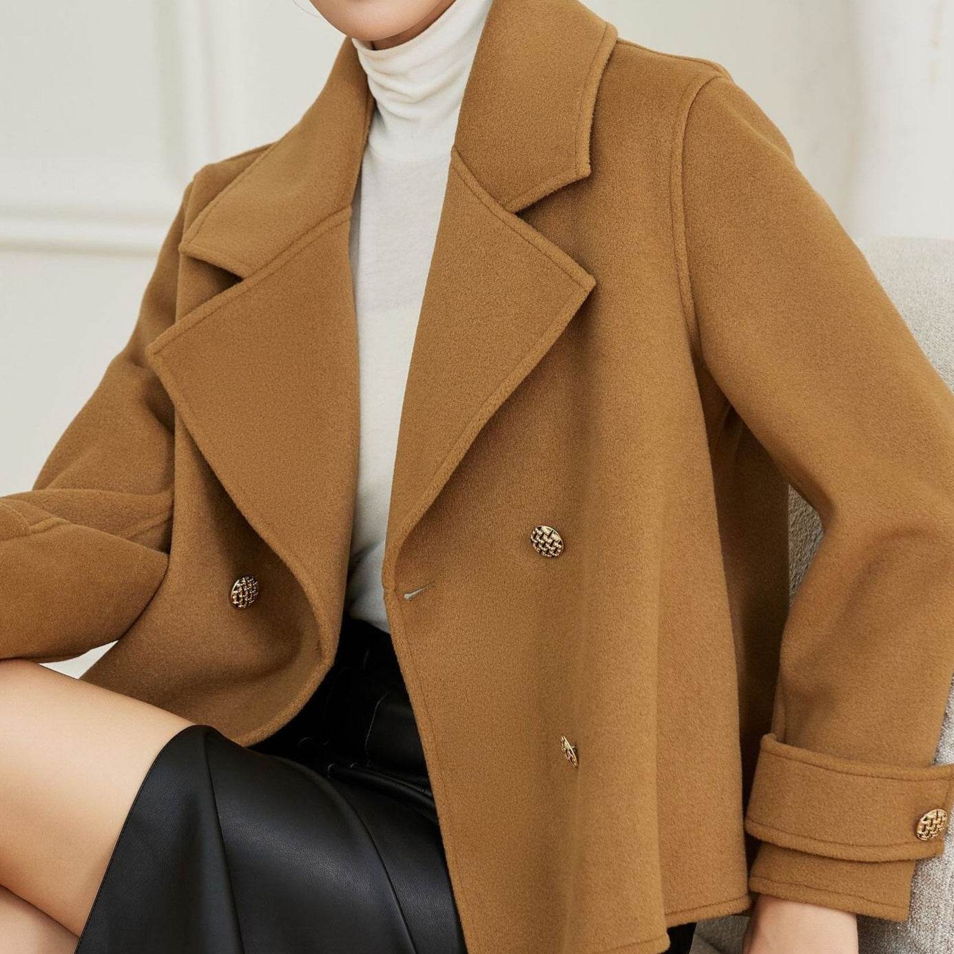Elegant Slim Woolen Coat for Women - Stylish Double-Faced Design - Buy Center