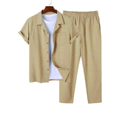 New Digital Men's Cotton and Linen Pajama Set - Breathable & Stylish Comfort