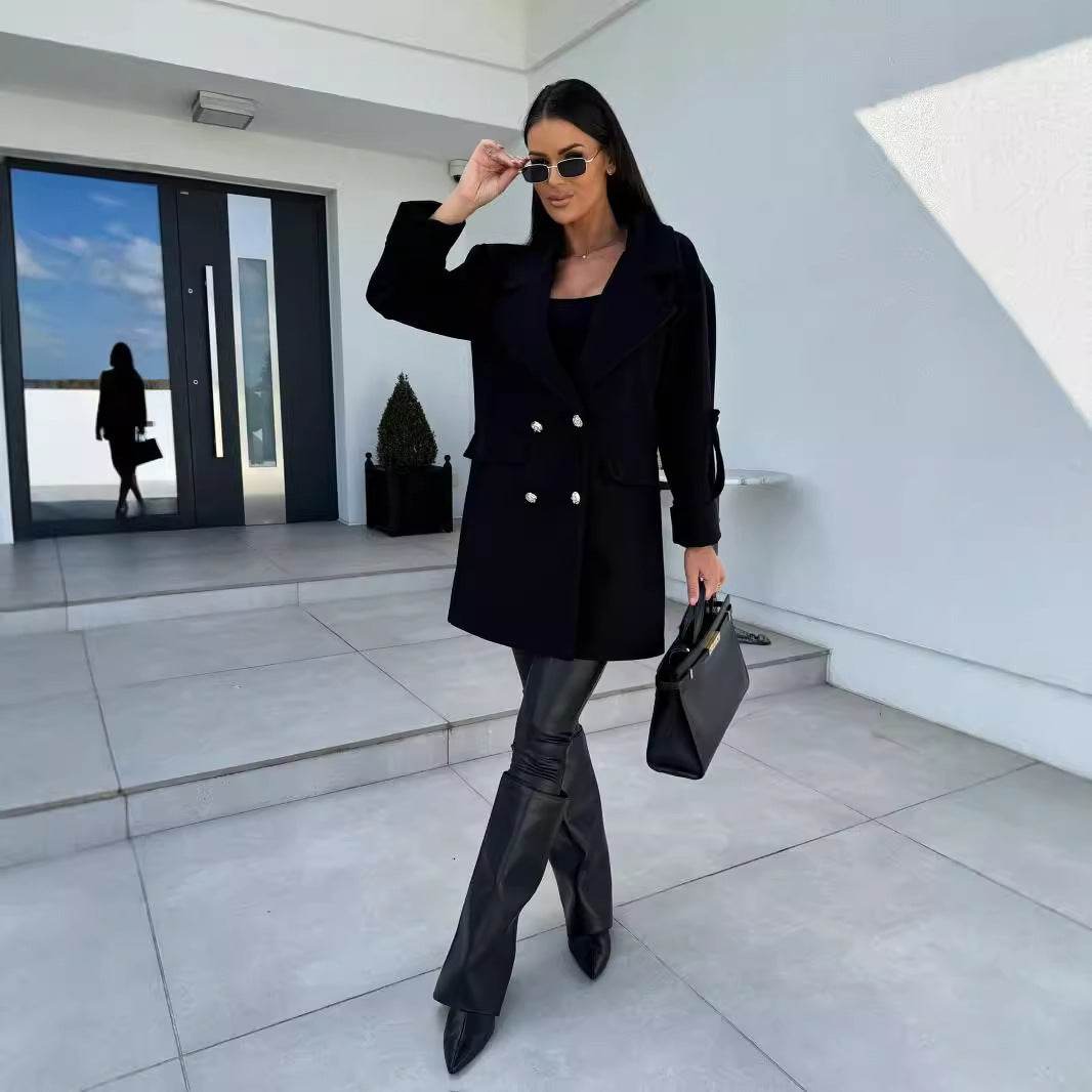Women's Double Breasted Woolen Coat - Stylish Winter Fashion, All-Match - Buy Center