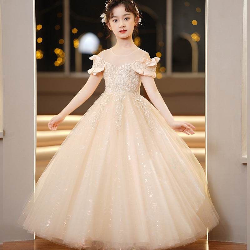Spandex Princess Dress with Tulle Tutu & Crown for Girls - Sizes 110-160cm - Buy Center