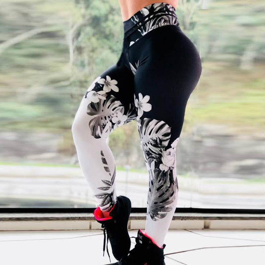 Buycenter Gypsophila Digital Printing Sports Leggings - High Waist, Slim Fit - Buy Center