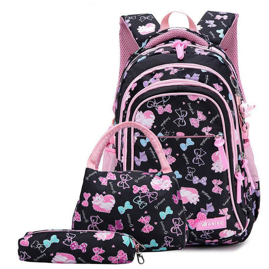 Three-Piece Girls' Backpack Set - Stylish, Water-Repellent School Bags - Buy Center