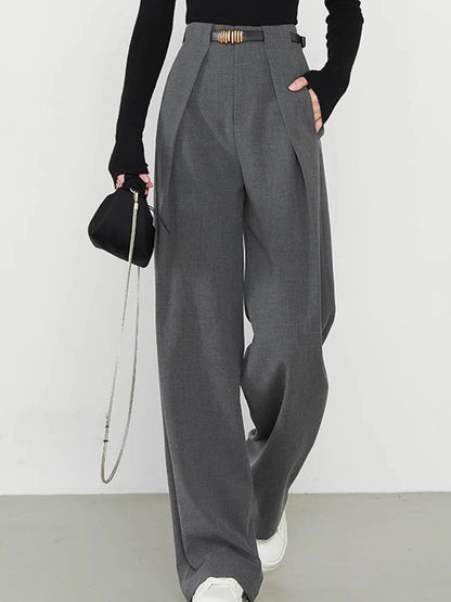 Women's Stylish Wide Leg Suit Pants - Premium Polyester Comfort - Buy Center