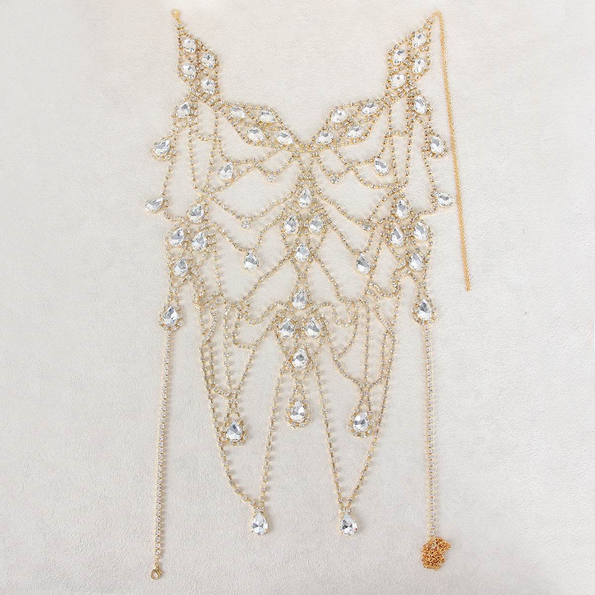 Rhinestone Multi-layer Body Chain Necklace - Elegant Gold/Silver Accessory - Buy Center