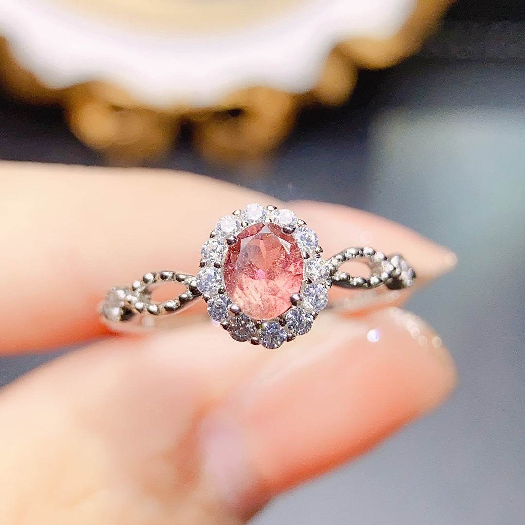Buycenter Natural Tourmaline Ring - S925 Silver Female Jewelry - Buy Center