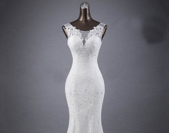 Elegant Lace Slim Double Shoulder Wedding Dress - Fishtail Design 2025 - Buy Center