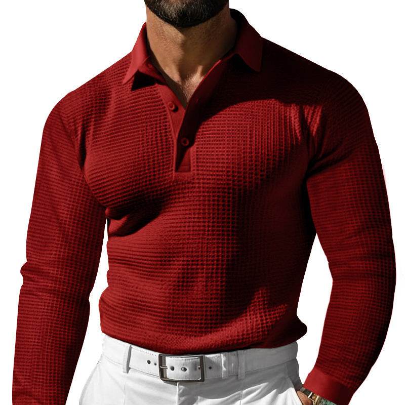 Buycenter Casual Lapel Button T-shirt - Long Sleeve, Multiple Colors Available - Buy Center