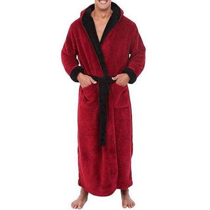 Thick Flannel Hooded Bathrobe for Men - Cozy Cotton Lounge Wear 2025
