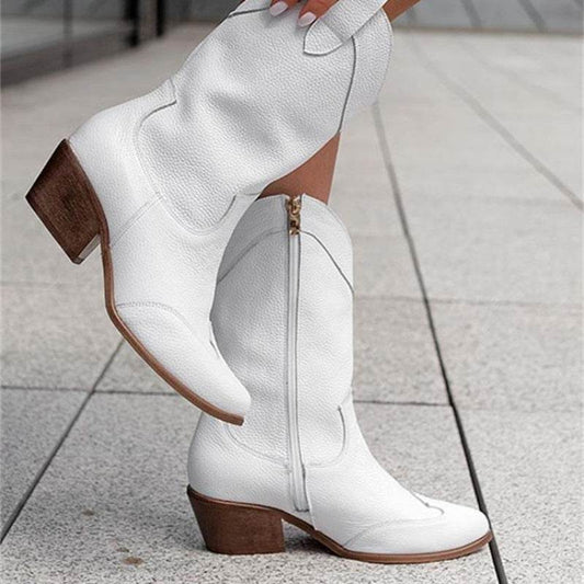 Buycenter Women's Mid Heel Boots - Ethnic Style, Chunky Heel Design - Buy Center
