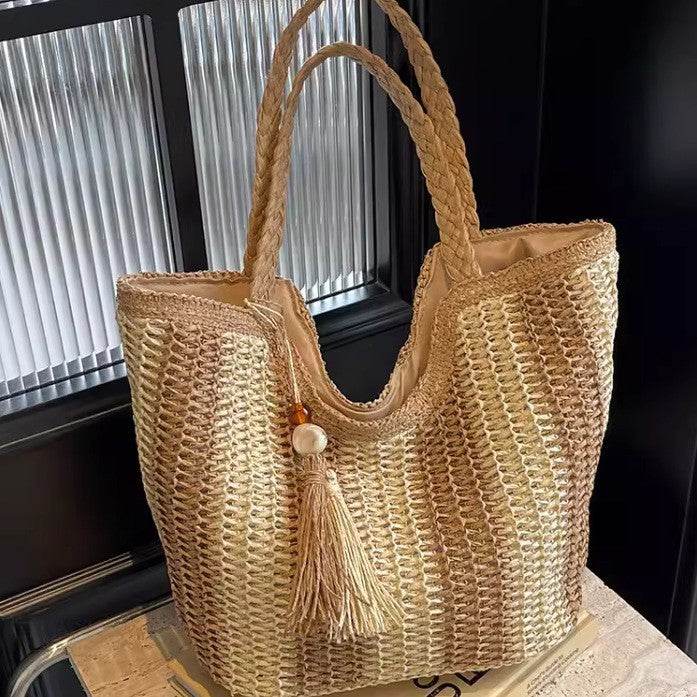 Vacation Beach Women's Shoulder Bag - Chic Totes in Beige & Black - Buy Center