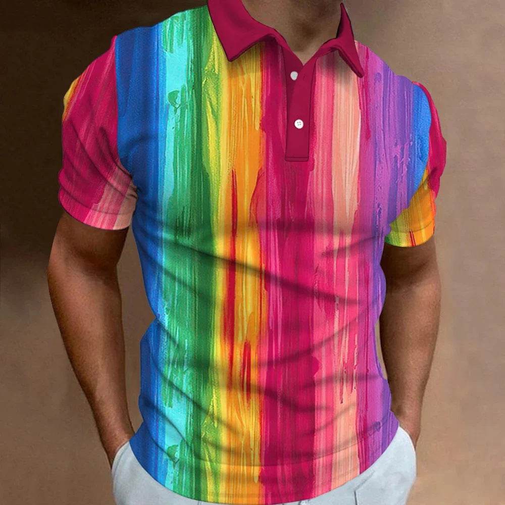Men's 3D Rainbow Printing Casual T-Shirt - Summer Style & Ultimate Comfort - Buy Center