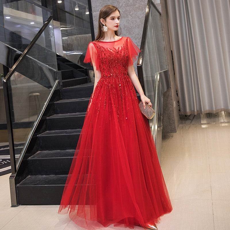 Buycenter Slim Dress for Celebrity Dinner - U-Neck Evening Wear - Buy Center
