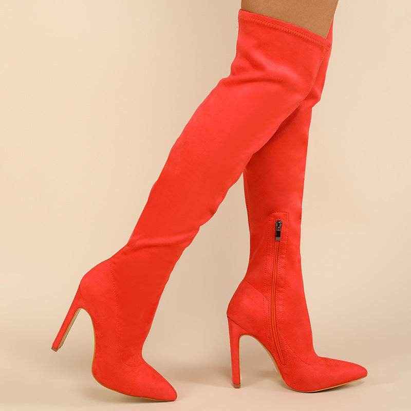 Women's Thick-Heeled Zipper Boots - Stylish Solid Colors for 2025 - Buy Center