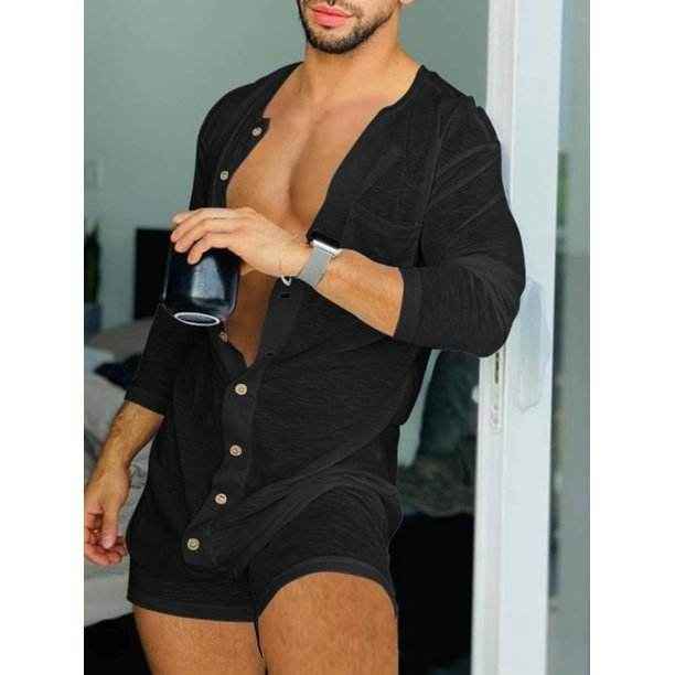 Pure Color Tight Jumpsuit for Men - Stylish Homewear in Classic Colors