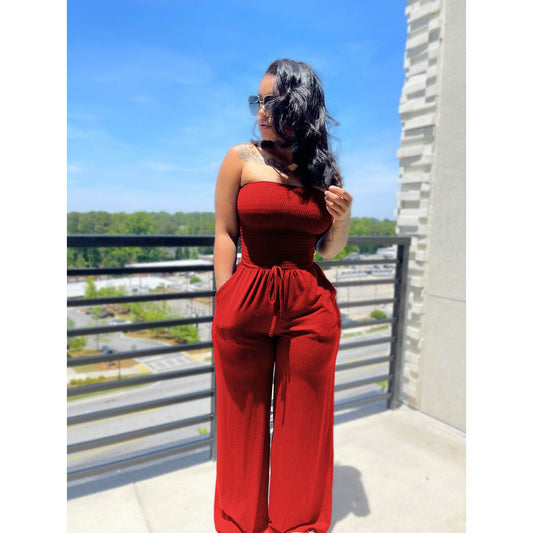 Sexy Casual Wide-Leg Jumpsuit - Brushed Milk Silk for Trendy Fashion - Buy Center