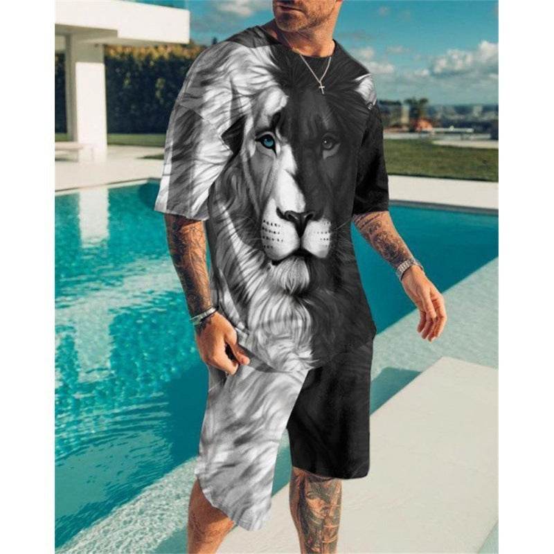 Casual Short Sleeve Leisure Set for Men - Stylish Geometric Design 2025 - Buy Center