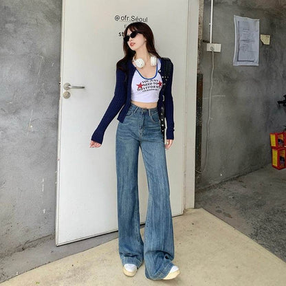 Women's High Waist Bell-Bottom Jeans - Trendy Loose Fit for Every Occasion - Buy Center