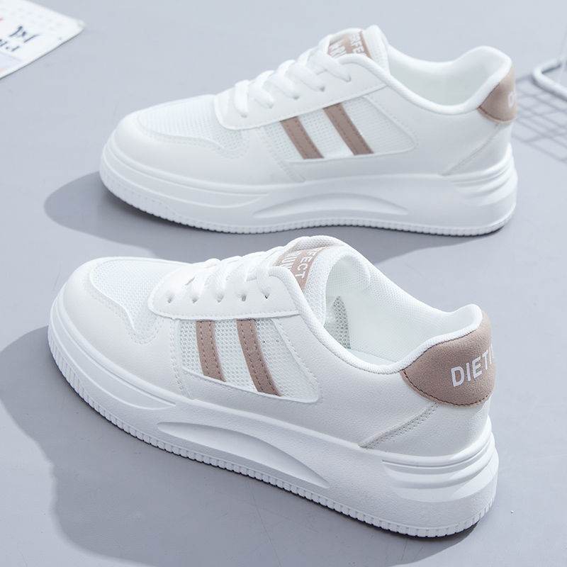 Stylish Women's Casual Sports Sneakers - Low Top White & Blue Leather - Buy Center