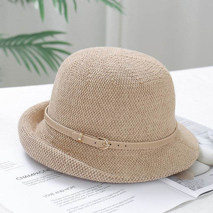 Buycenter Women's Adjustable Metal Leather Ring Bucket Hat - Sunscreen & Breathable - Buy Center