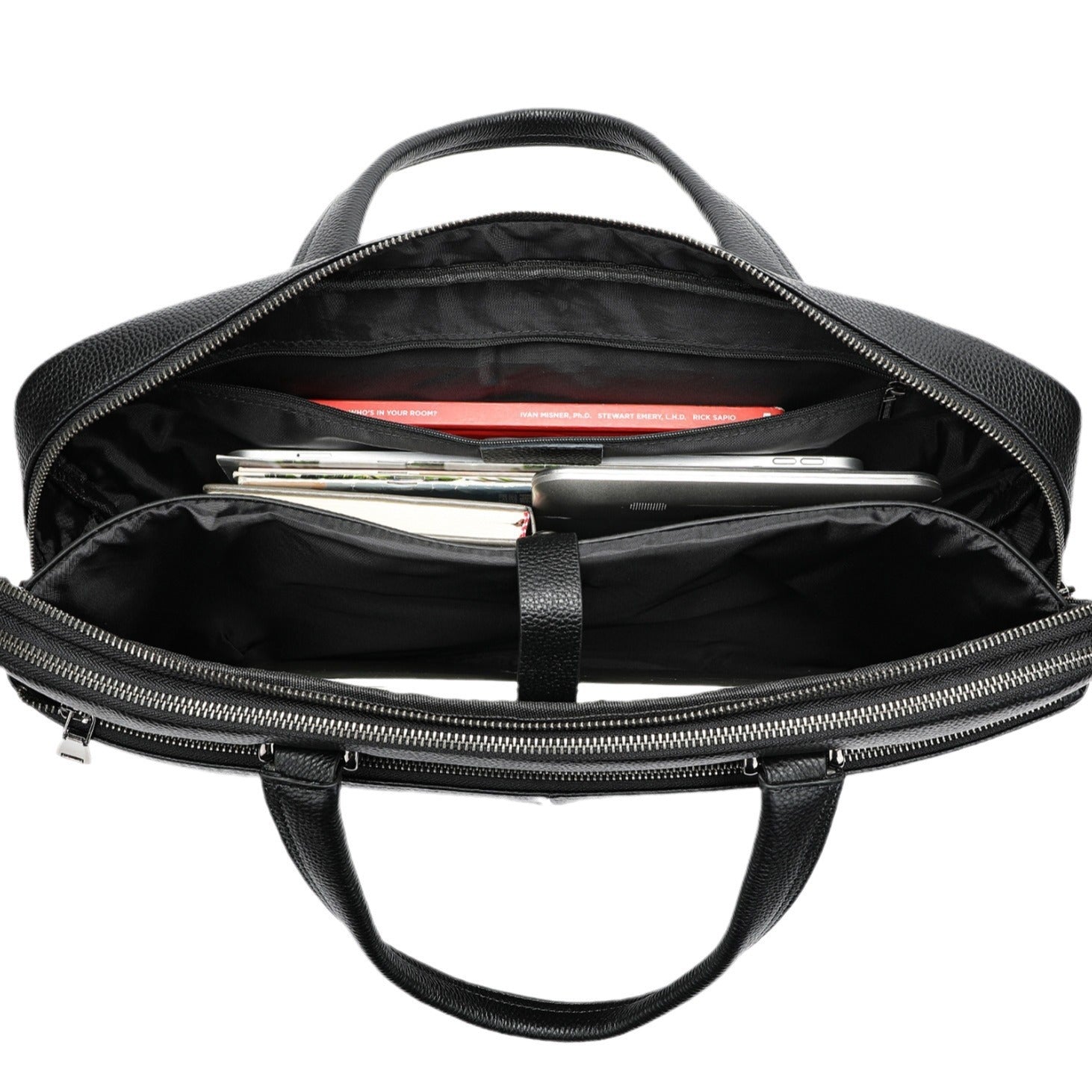 Men's Large Capacity Briefcase - Premium Cowhide 17" Laptop Bag - Buy Center