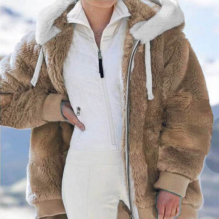 Buycenter Women's Hooded Zipper Sweater - Warm Loose Winter Coat - Buy Center