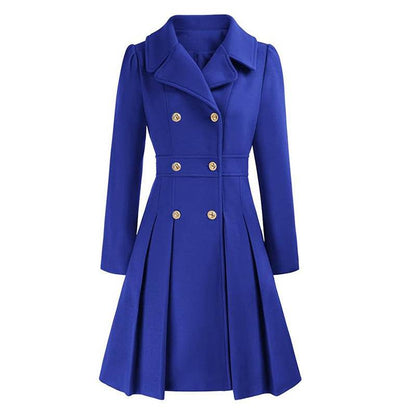 Women's A-Line Pea Coat - Double Breasted Windbreaker with Pockets - Buy Center