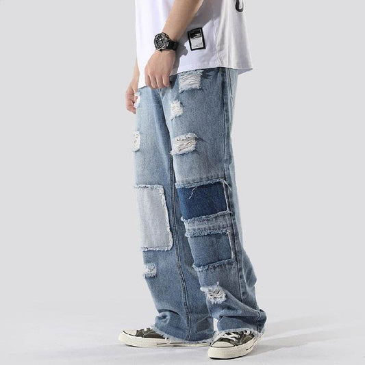 INS French Overalls Men's Baggy Pants - Stylish Hand-Painted Denim 2025 - Buy Center