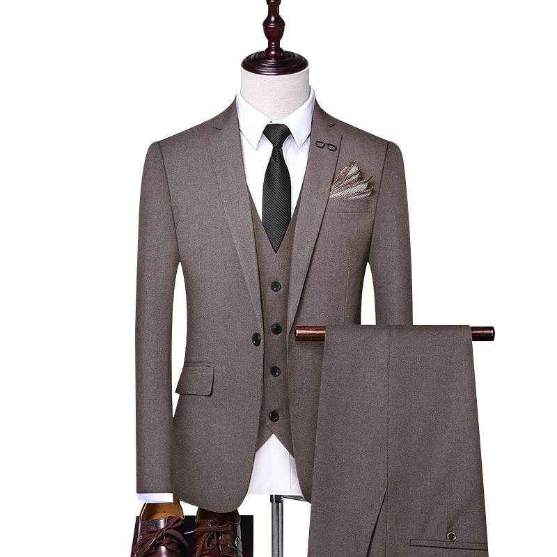 Men's 3-Piece Business Suit - Stylish Groom Banquet Dress Set 2025