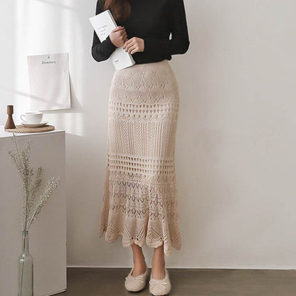 Elegant Plus Size Crocheted Hollow Knit Dress - Floral Design, 2025 Style - Buy Center