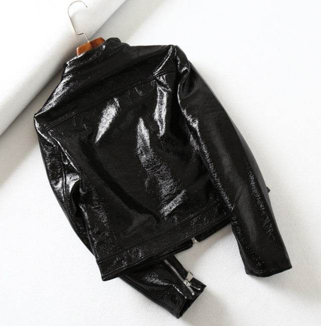 Women's Black PU Leather Motorcycle Jacket - Stylish Short Design 2025 - Buy Center