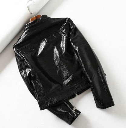 Women's Black PU Leather Motorcycle Jacket - Stylish Short Design 2025 - Buy Center