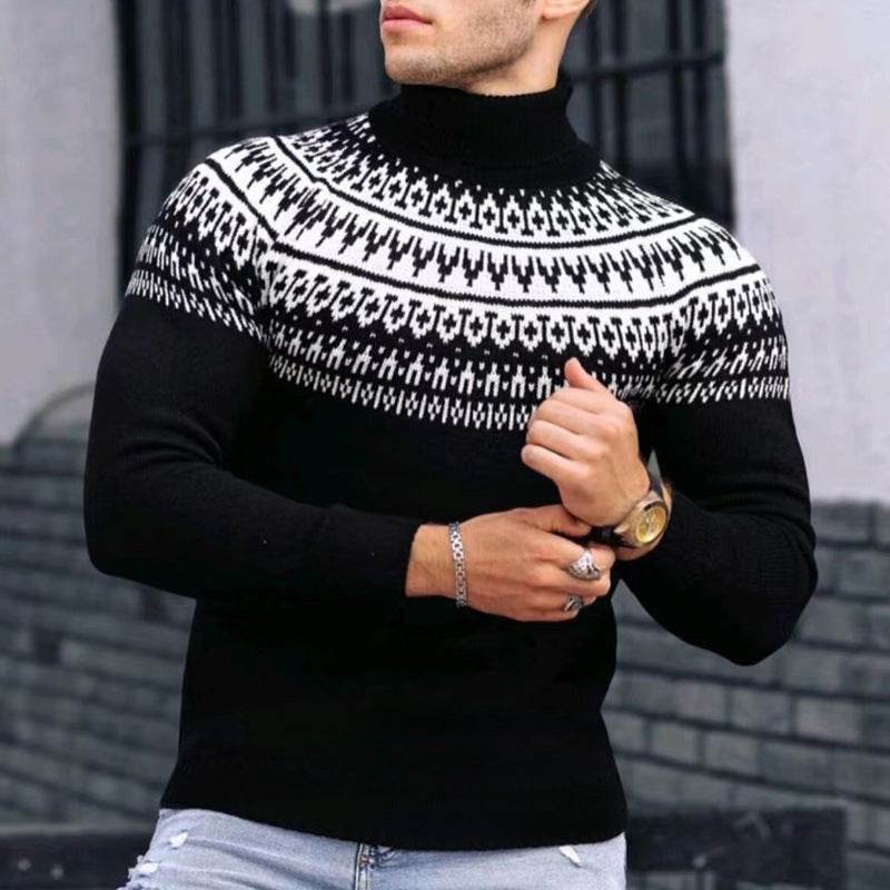 Buycenter Vintage Patchwork Turtleneck - Slim Fit Long Sleeve Top - Buy Center