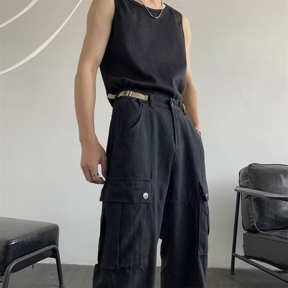 American Retro Ami Men's Khaki Overalls - Trendy Cargo Pants 2025 - Buy Center