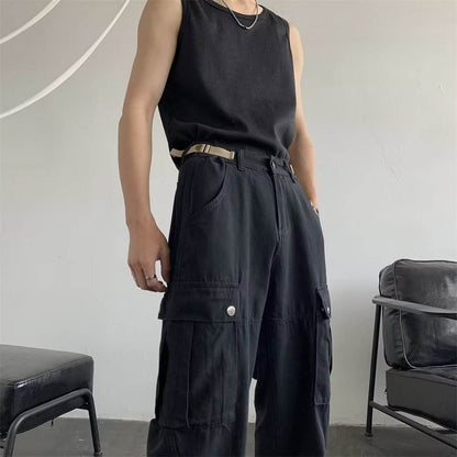 American Retro Ami Men's Khaki Overalls - Trendy Cargo Pants 2025 - Buy Center