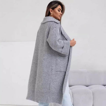 Buycenter Women's Mid-Length Knitted Cardigan - Padded, Pocket Style - Buy Center