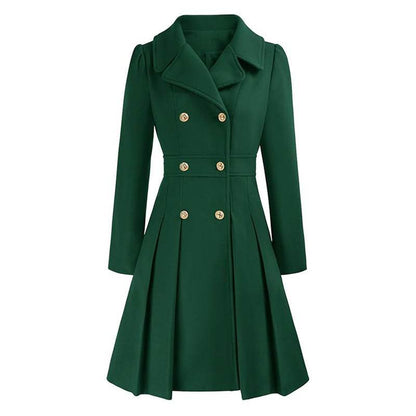Women's A-Line Pea Coat - Double Breasted Windbreaker with Pockets - Buy Center