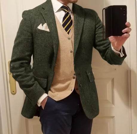 Buycnter Slim Fit Herringbone Coat - Stylish Blazer for Modern Men - Buy Center