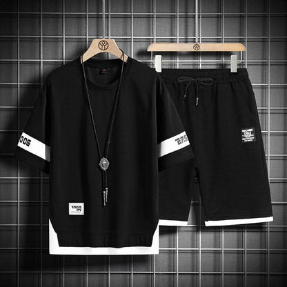 Men's Short Sleeve Waffle Suit - Casual T-Shirt & Shorts Set for Comfort - Buy Center