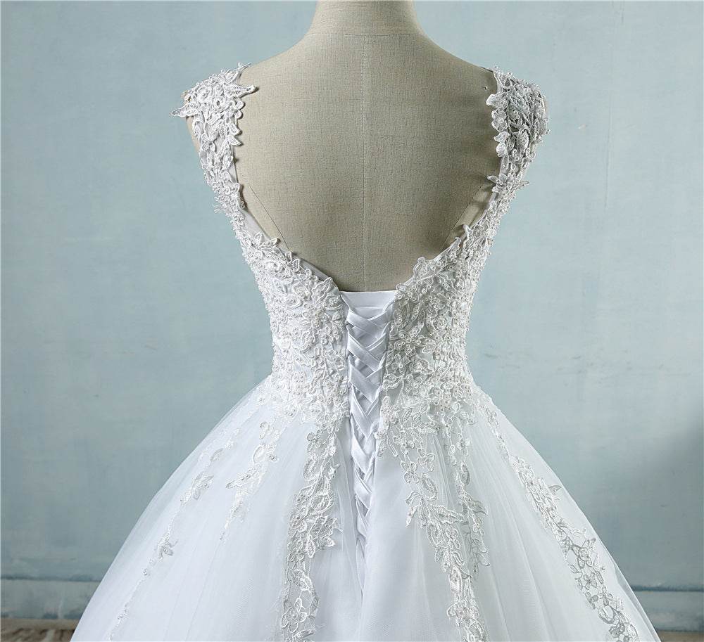 Elegant High Waist Wedding Dress - Deep V-Neck & Princess Skirt Style - Buy Center