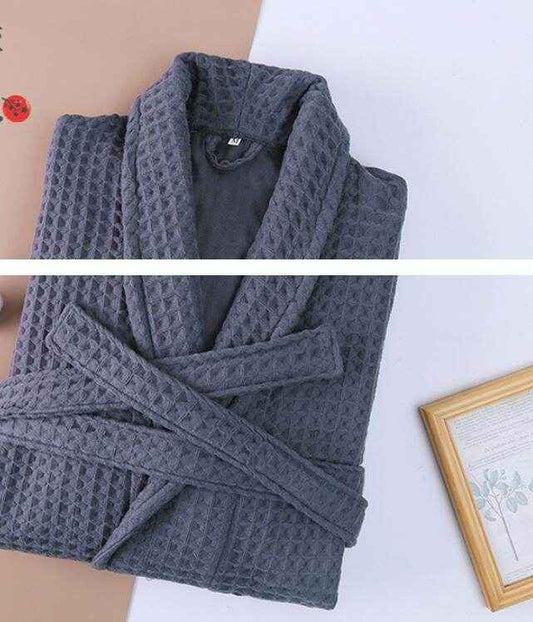 Unisex Cotton Double Waffle Long Robe - Cozy, Stylish & Multi-Purpose