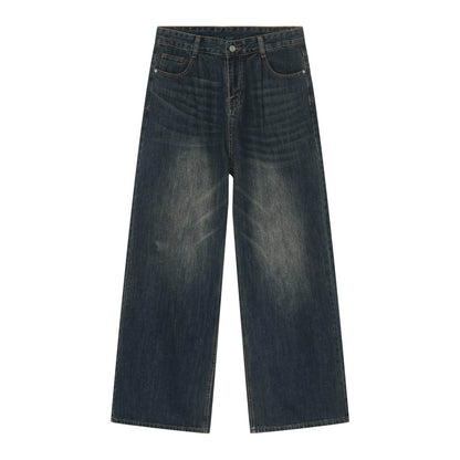 Personality Denim Men's Straight Loose Wide-Leg Pants - Casual Korean Style - Buy Center