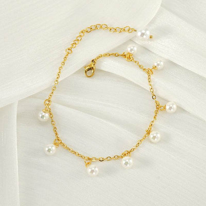 Fashion Stainless Steel Pearl Anklet - Chic Tassel Design for Any Occasion - Buy Center