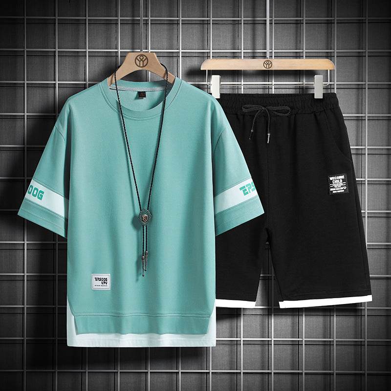 Men's Short Sleeve Waffle Suit - Casual T-Shirt & Shorts Set for Comfort - Buy Center