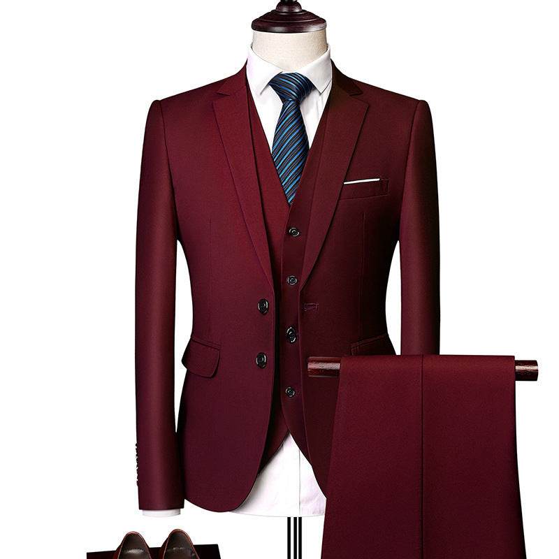 Buycenter Men's Three-Piece Slim Fit Suit - Multicolor Options Available - Buy Center