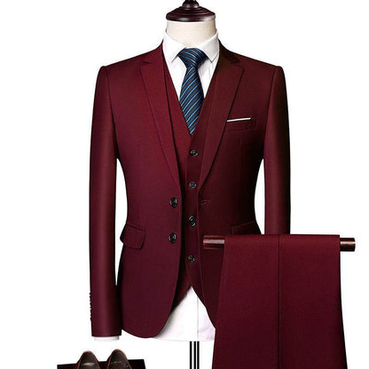 Buycenter Men's Three-Piece Slim Fit Suit - Multicolor Options Available - Buy Center