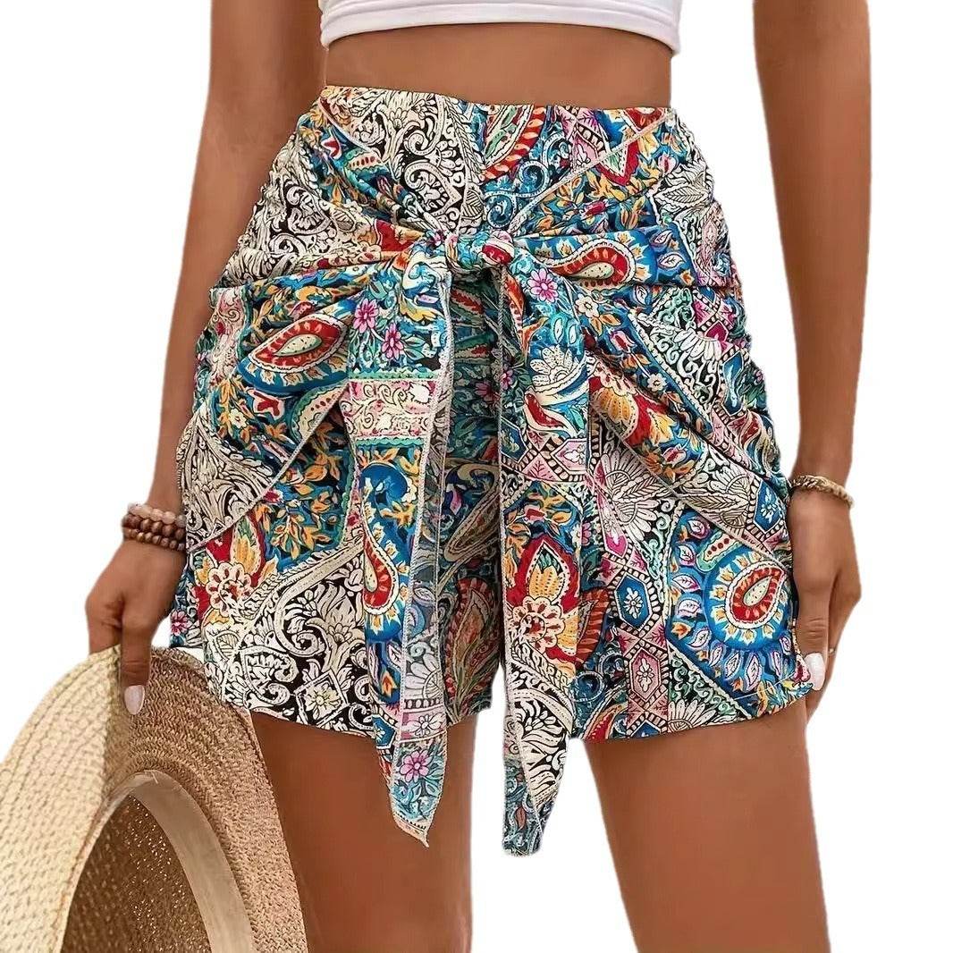 Buycenter Women's Slimming Printed Irregular Lace-Up Skirt - Trendy Design - Buy Center